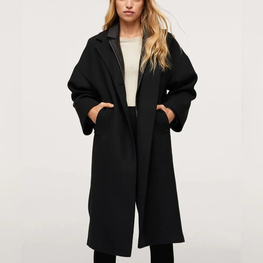 Mango Wool Blend Coat Black New - Picture 11 of 12